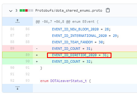 Срочка кода, указывающая на возможное появление ивента