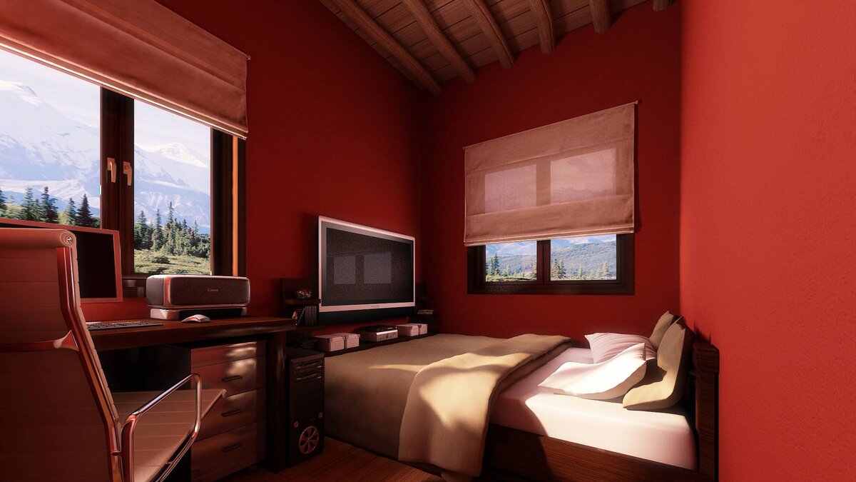 Красная спальня — 176 фото современного оформления интерьера