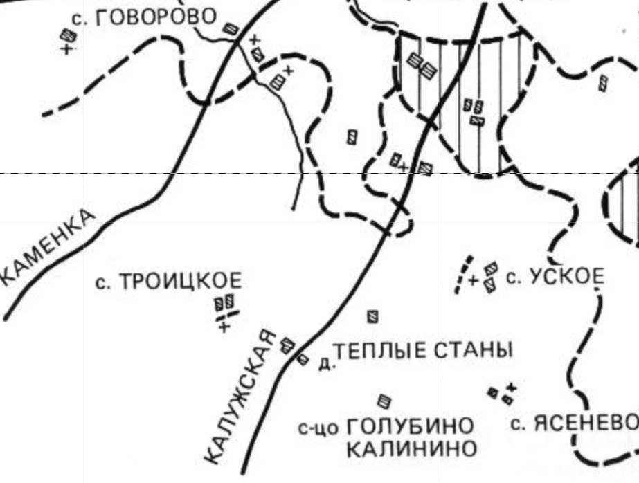 Села на месте современного района на карте 1690 года, с сайта www.retromap.ru.