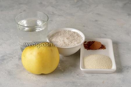 Шаг 1 Ссылка
Для работы нам понадобятся яблоки, вода, сахар, манная крупа, молотая корица.