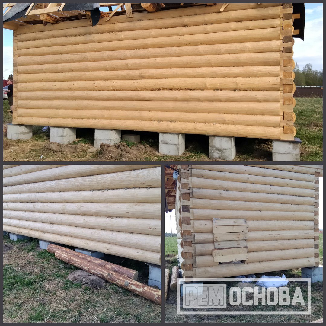 Установка бани на блочные сборные опоры в пос. Ошалиники