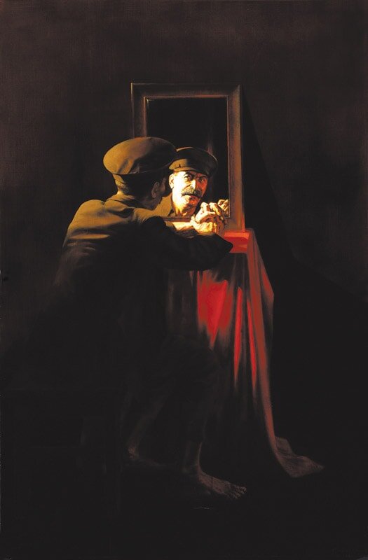 Виталий Комар и Александр Меламид. Сталин перед зеркалом, 1981—82 Из серии «Ностальгический соцреализм». Холст, масло, 183 × 192 см
Из частной коллекции, Нью-Йорк