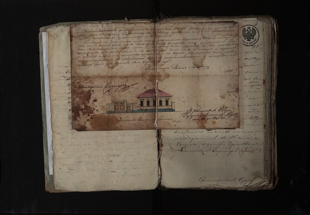 ГУ «Государственный архив Тульской области». Ф. 186. Оп.1 Д.224. План фасада дома тульского оружейника Юдина.