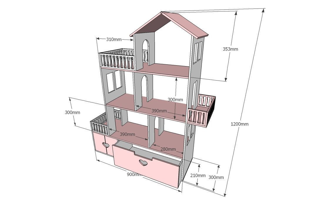 Кукольный домик для Барби из фанеры своими руками: чертеж, размеры, схема