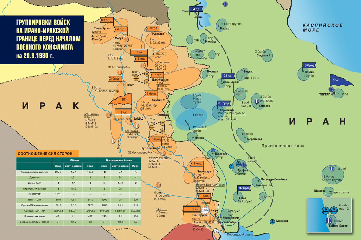 Ирано иракская война карта боевых действий