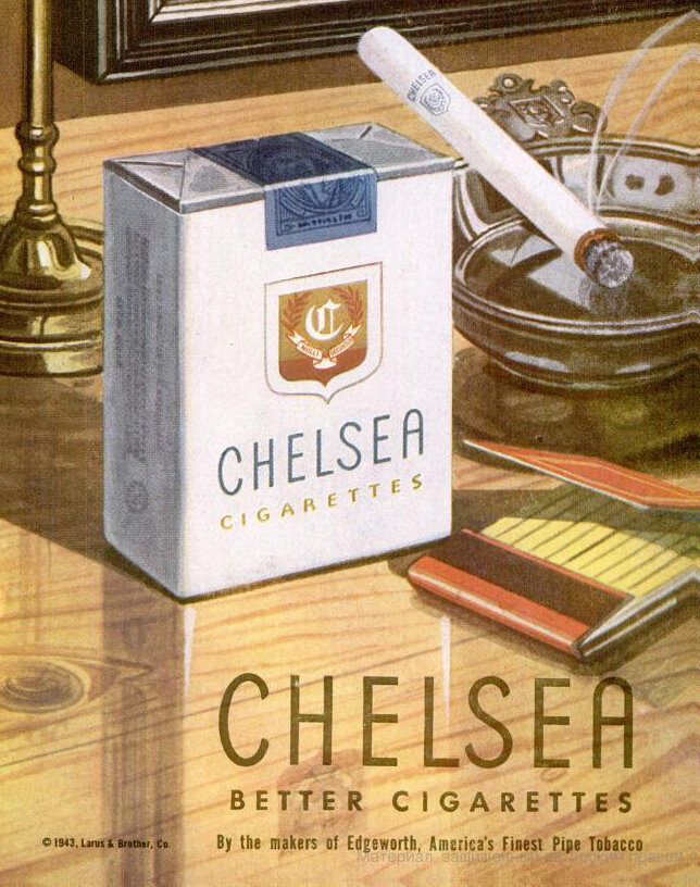 Реклама сигарет Chelsea, 1943 год