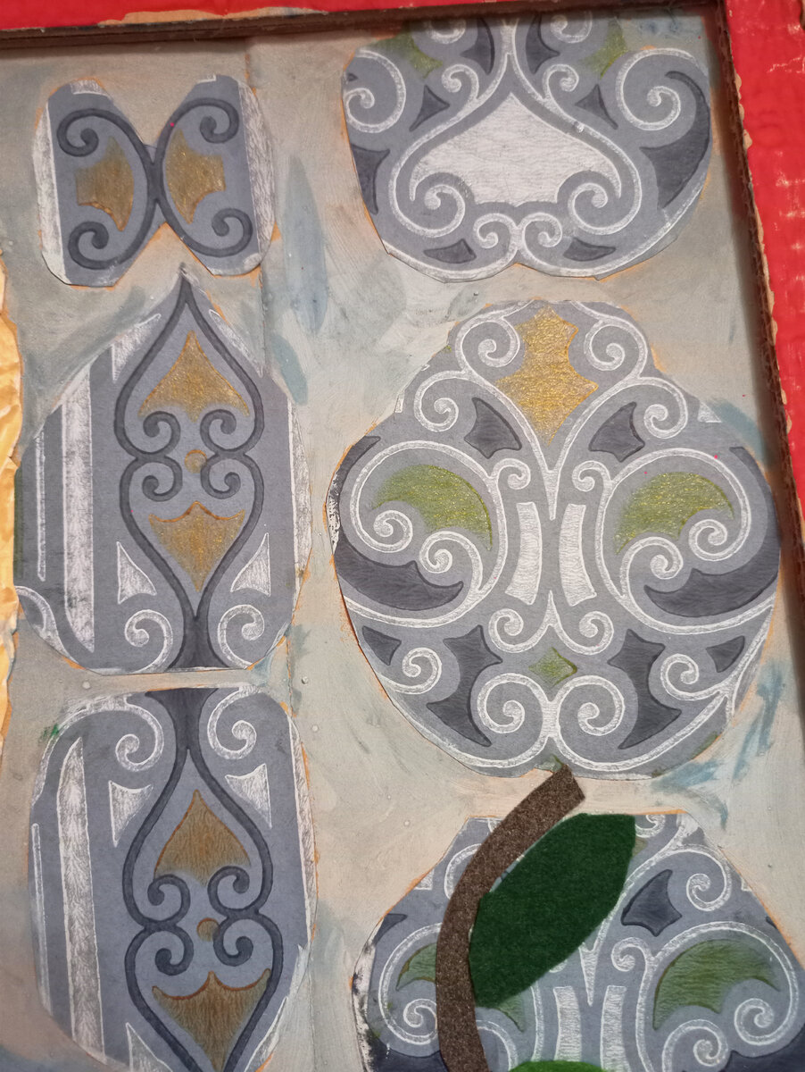 Орнамент из обоев приклеенный на основной фон, оригинальные идеи, поделки с детьми