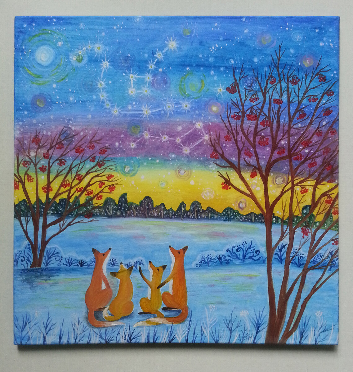 Посмотри на звезды. Х/м, 50х50, 2020. Настя Калина
