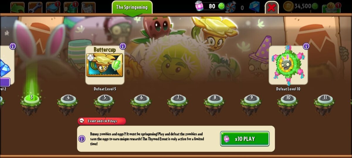 Или за прохождение этого испытания можно получить 50 очков для улучшения , как только вы соберёте 250 таких очков улучшения вы сможете получить это растение .