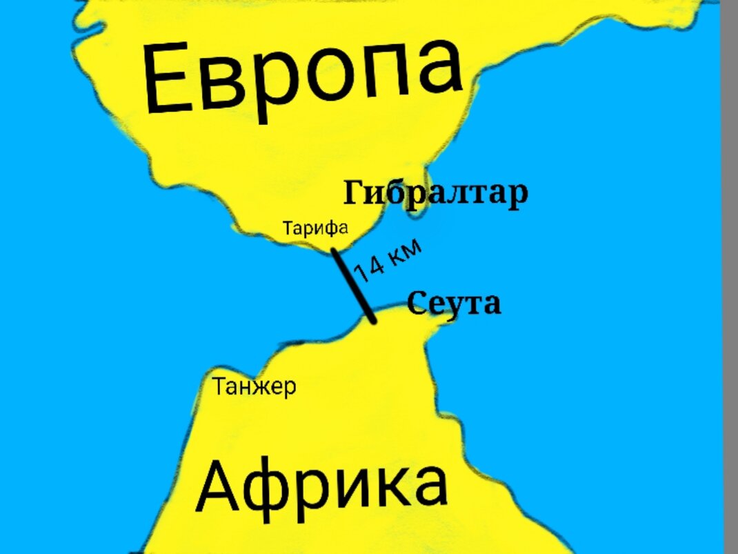 Расстояние от Тарифы до берегов Африки - чуть более 14 км