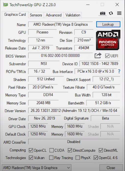 Ryzen 3 3200G GPU-Z