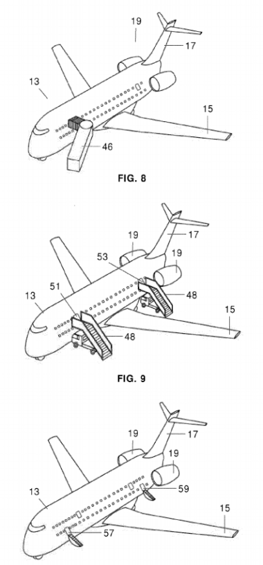 Самолет спроектирован с несколькими способами посадки пассажиров. Фото: Патент EP2886447.