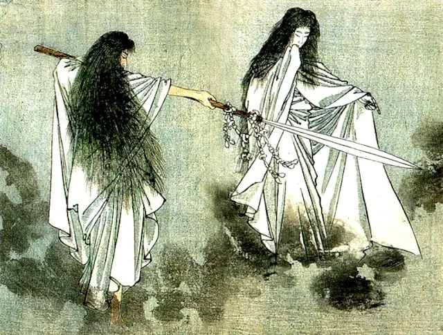 Идзанами и Идзанаги творят сушу.