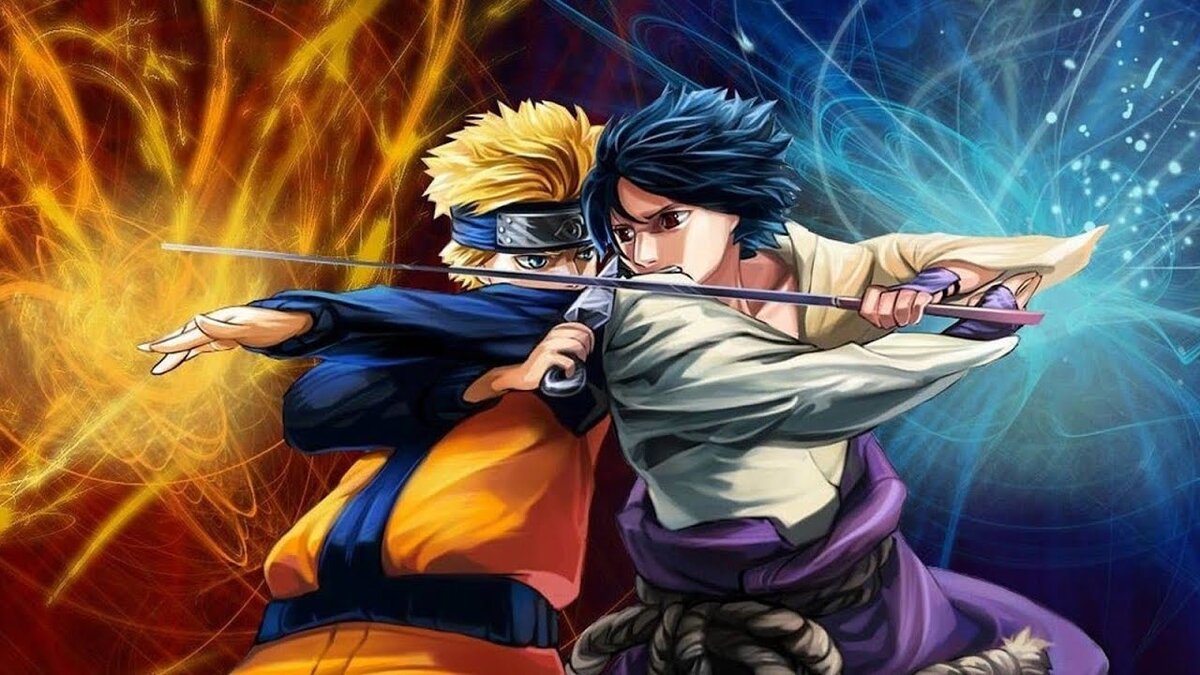 Арт: Наруто и Саске сражаются