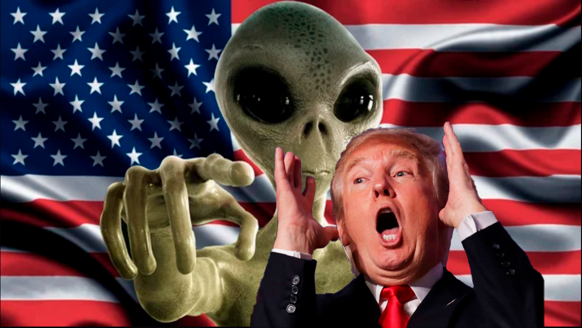Трамп с прибывшим существом.