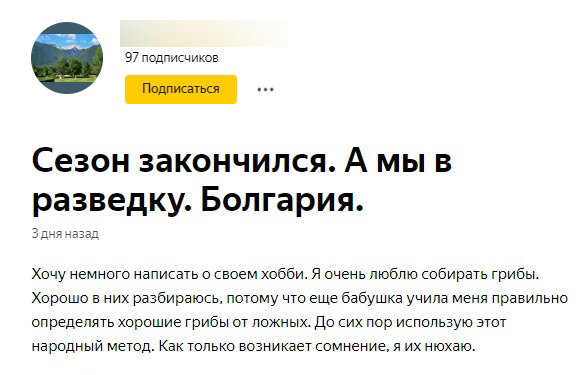Скрин канала Дзен