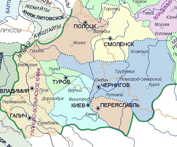 Карта Руси 1237 год