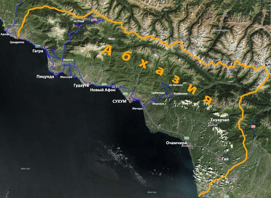 Спутниковая карта абхазии в реальном времени высокого разрешения