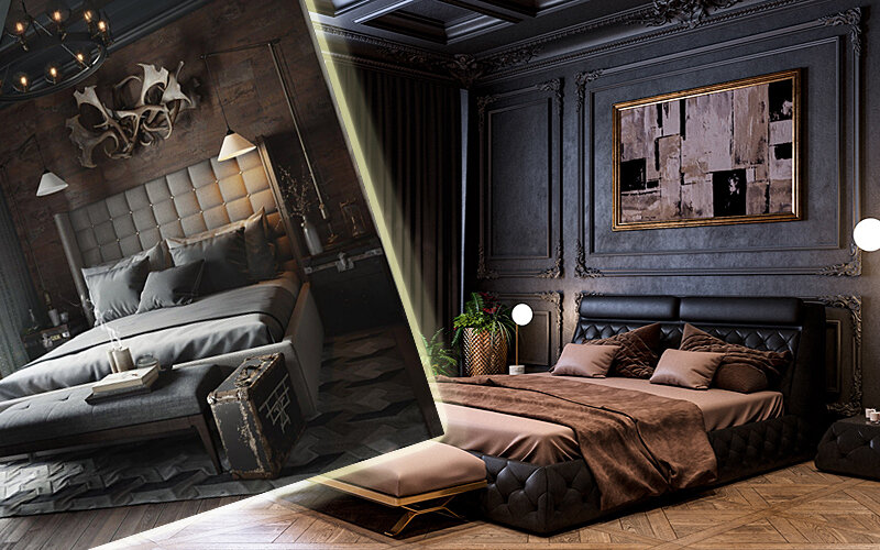 Темная спальня ( фото): варианты сочетания дизайна в спальне с темными оттенками