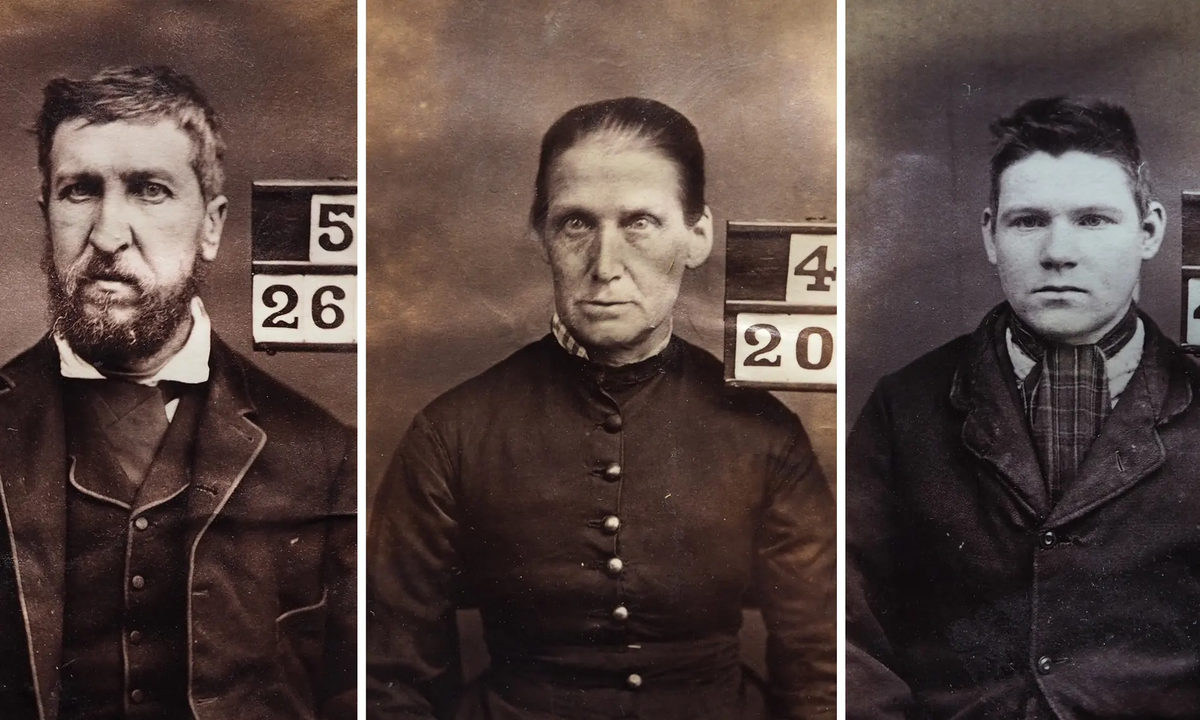 Три портрета осужденных преступников XIX века. Фотография: Генеральная тюрьма HM.