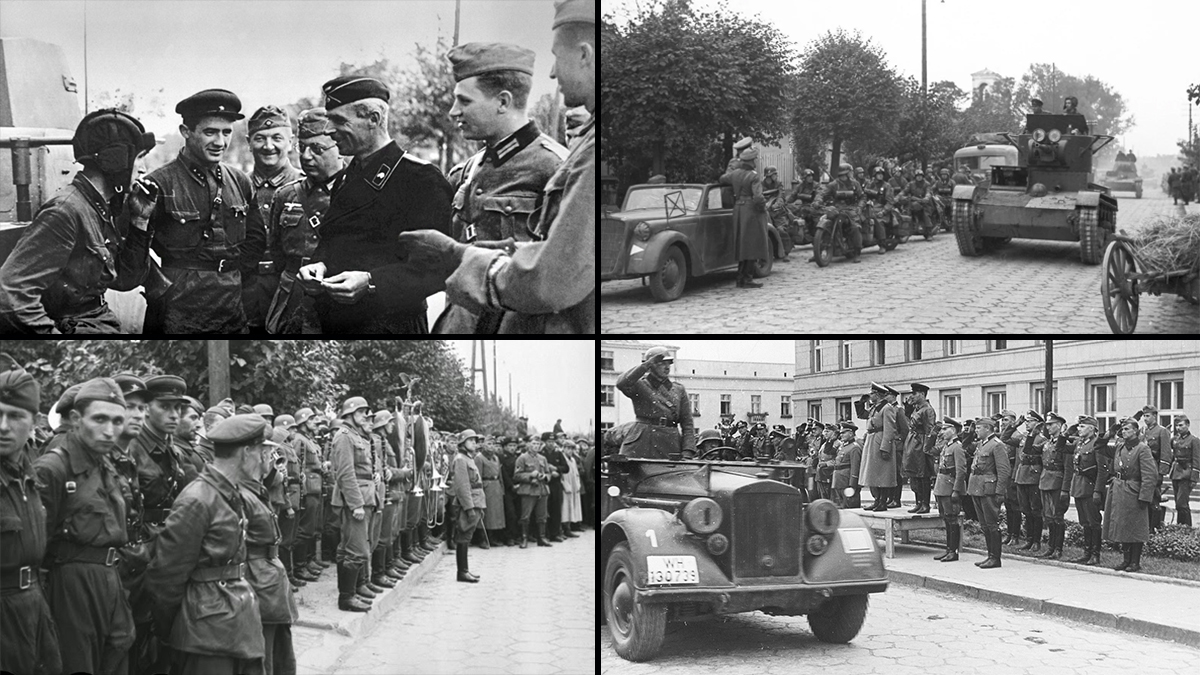 1939 год. Парад вермахта и РККА В Бресте 1939. Совместный парад вермахта и красной армии в Бресте. Совместный парад красной армии и вермахта в 1939 году в Бресте. Совместный парад РККА В Бресте 1939.