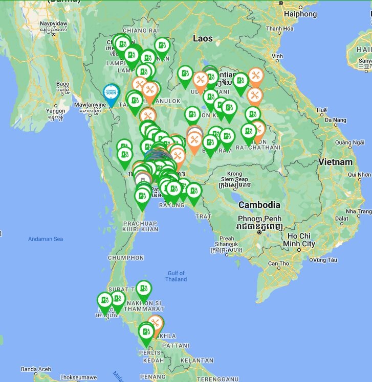Количество электрозаправок в Таиланде согласно сайту eaanywhere.com