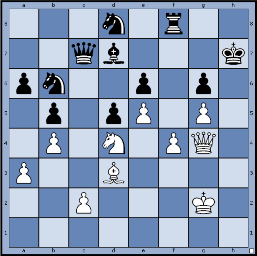 Белые начинаю и выигрывают. Мат в три хода. 