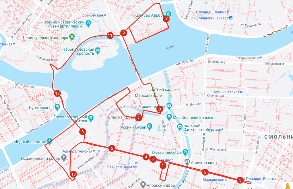 Маршрут автобусной экскурсии