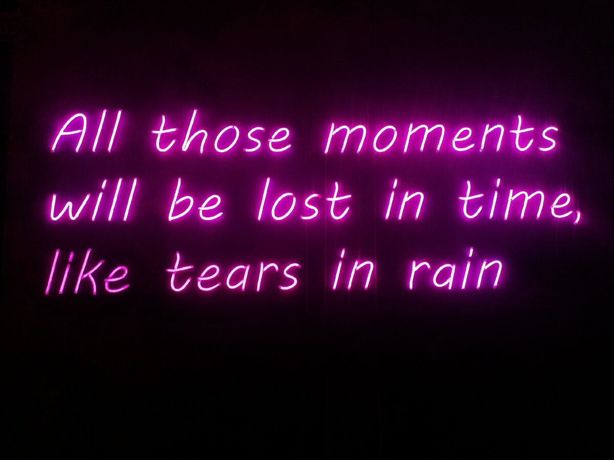 "All those moment will be lost in time, like tears in rain" (c) Blade runner
