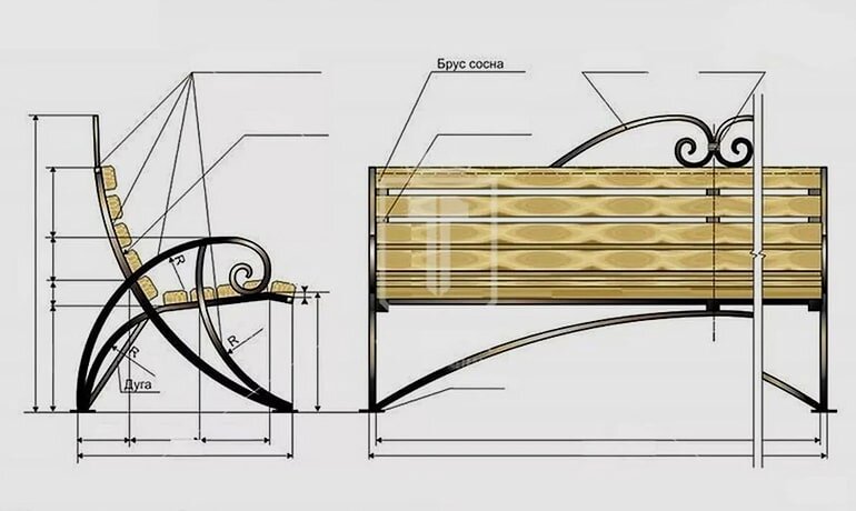 Лавочки из профильной трубы и дерева чертежи