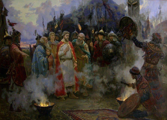 картина "А. Невский в Золотой Орде" - проходит через очищающий огонь