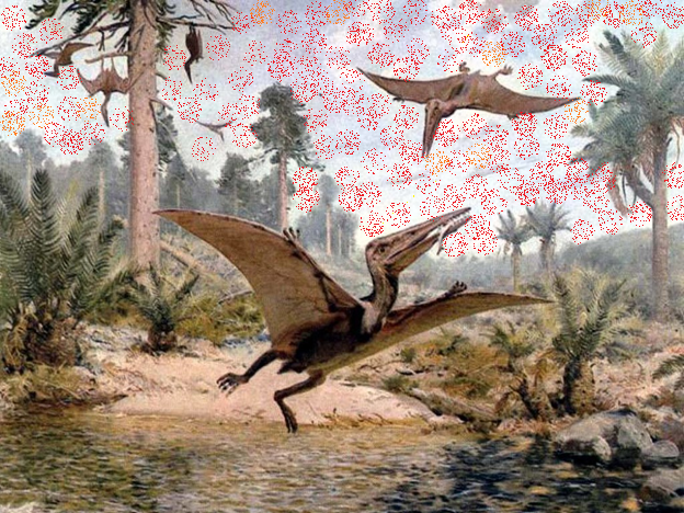 У жившего примерно 200 миллионов лет назад птеродактиля размах крыльев – до 15 метров, вес – до 250 килограммов. В современной, относительно разрежённой атмосфере он бы не полетел.