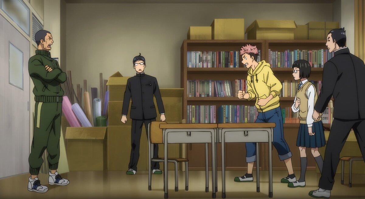 Слева направо. Такаги сенсей. Президент школы. Юджи. Сасаки. Игучи.