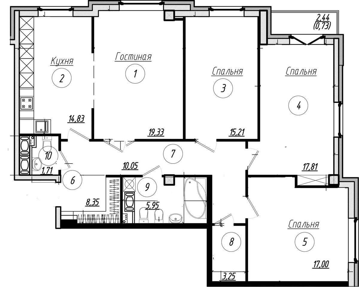 План четырехкомнатной квартиры
