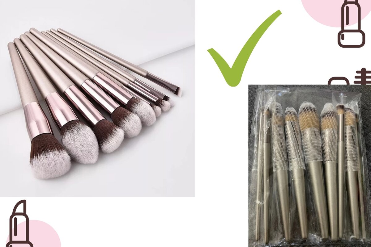 Слева - фотография продавца, справа - настоящая фотография из отзывов.