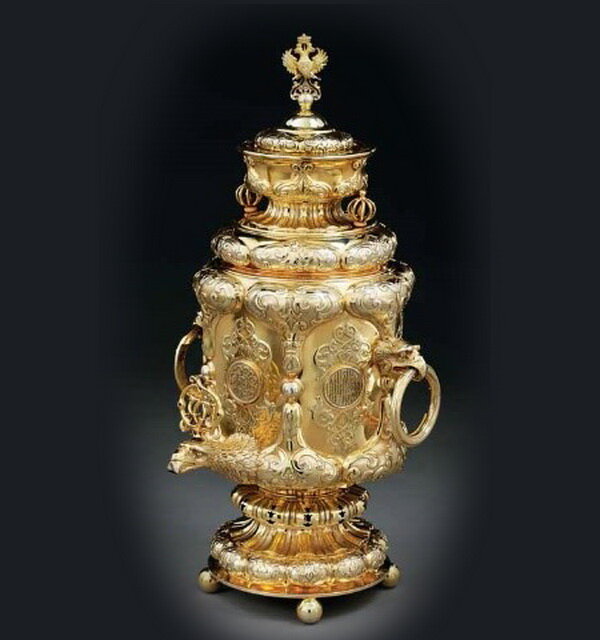 Самовар из чайно-кофейного сервиза Великого князя Константина Николаевича, фабрика Сазикова, Москва, 1848 г.