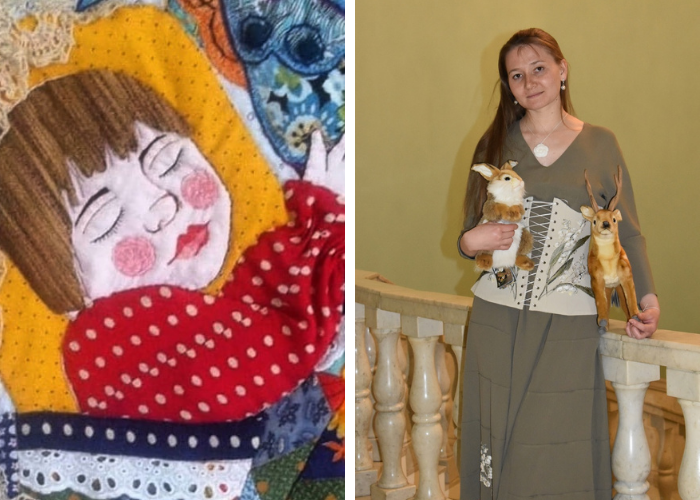 Ксения Шлякова и фрагмент её панно