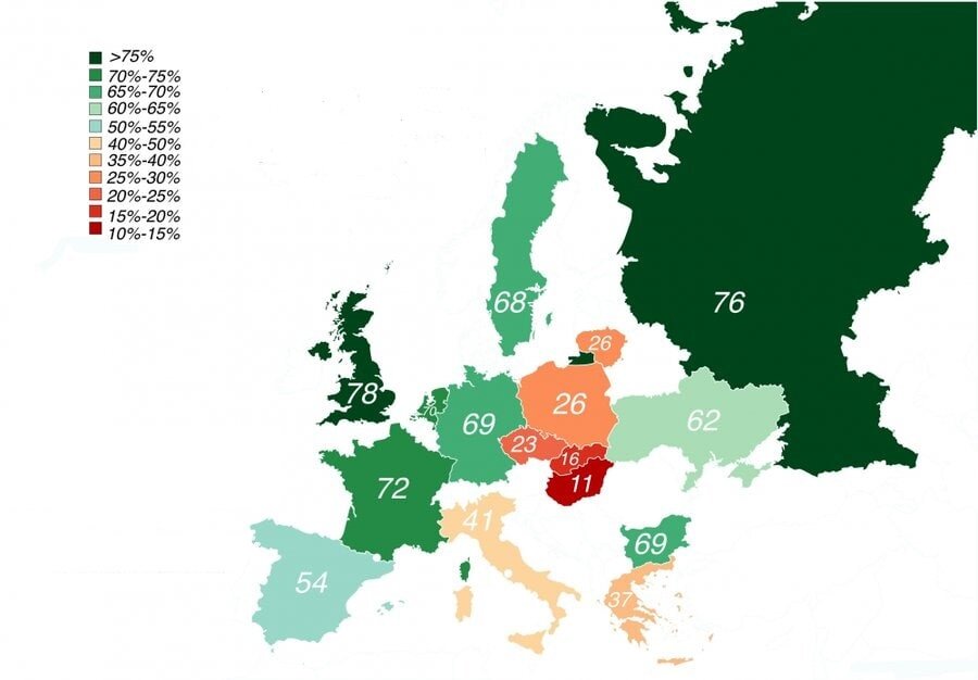 Карта европы 2020 года