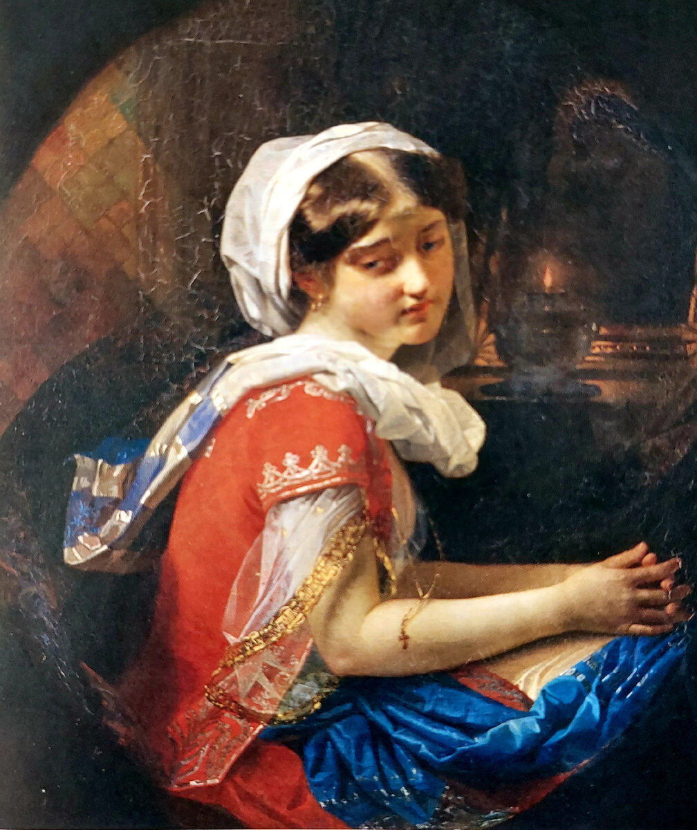 Алексей Капков. За молитвой. 1850. Холст, масло. 82x72 см Иркутский областной художественный музей. Фото мое