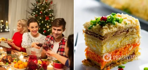 Салат ''Наполеон'' для новогоднего стола 2022