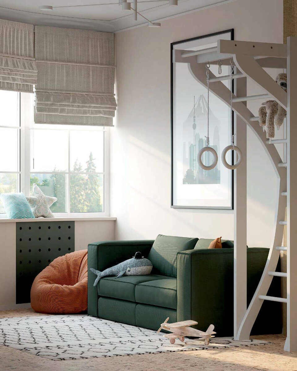 Стильный диван элегантного темно-зеленого цвета