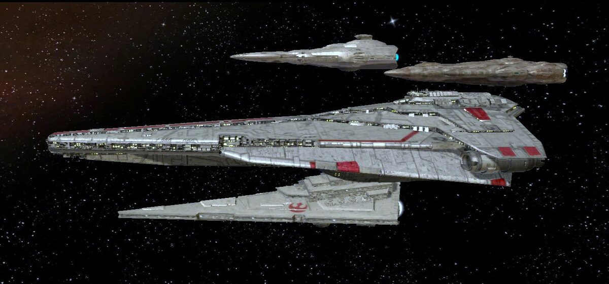 Новейшие корабли Флота Обороны Новой Республики: Звёздный разрушитель типа "Туманность", "Император", крейсер типа MC90 и Звёздный разрушитель типа "Республика"