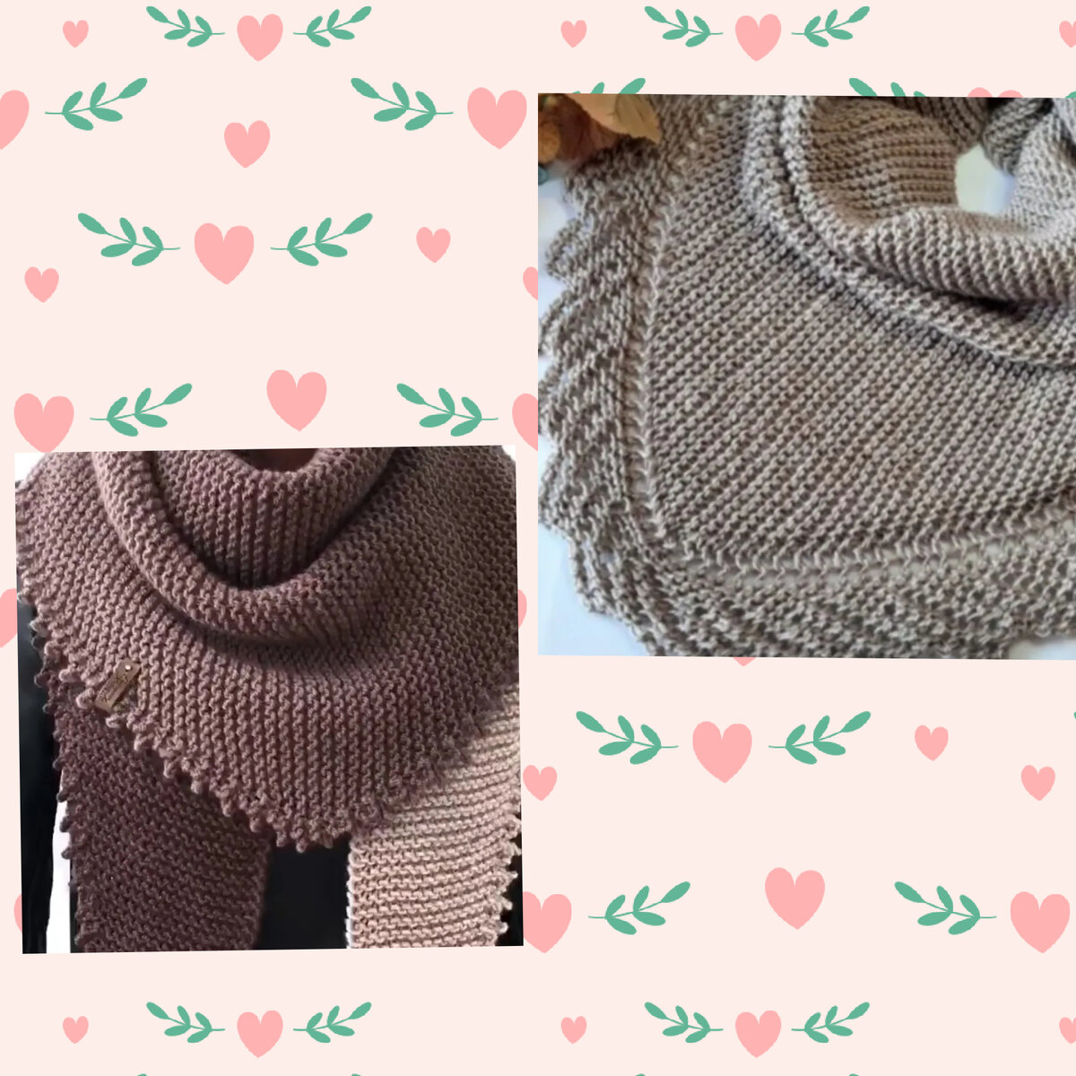 Бактус спицами, с оригинальной каймой