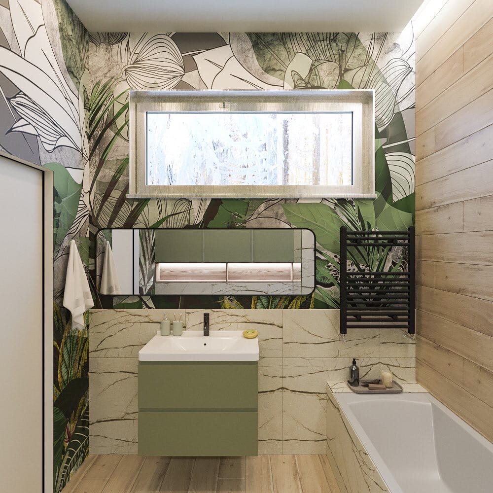 Яркий санузел в загородном доме. Дизайнер @aylish_interiors