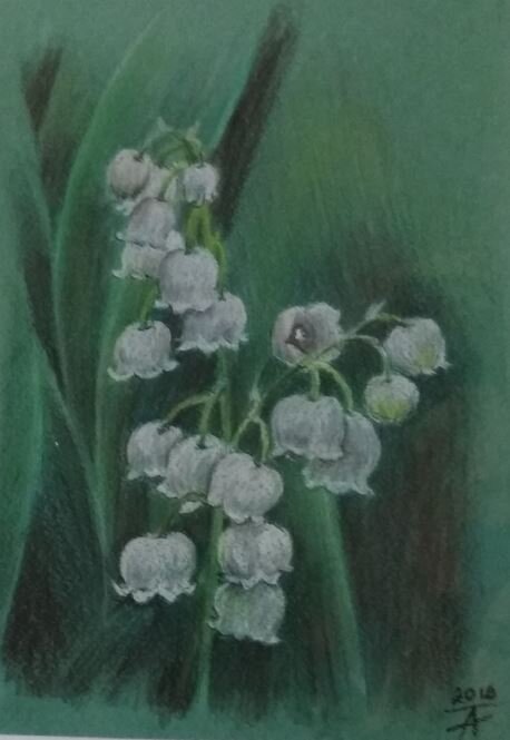 "Ландыши", пастель, бумага А4