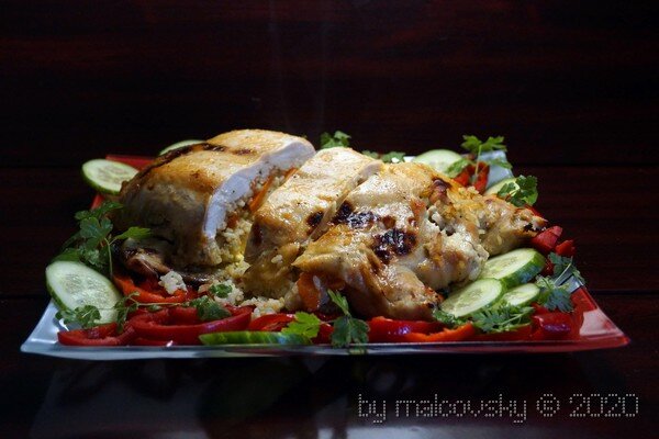 Курица фаршированная целиком без костей в духовке