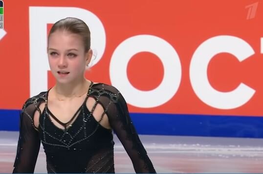 Александра Трусова. Чемпионат России по фигурному катанию 2021. Источник фото: YouTube канал Первого канала.