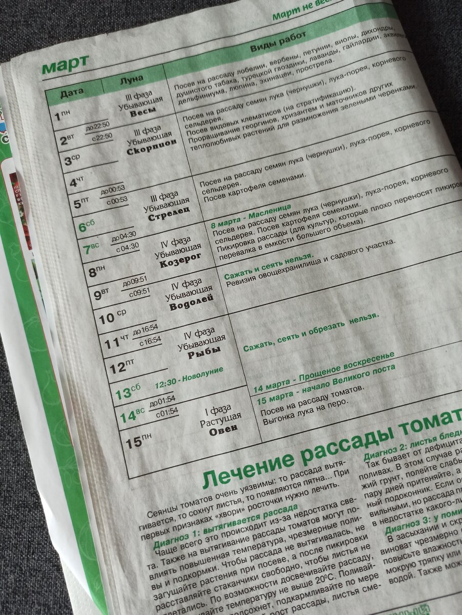 Борьба с ветряными мельницами. Лунный календарь все равно у мамы под рукой.
