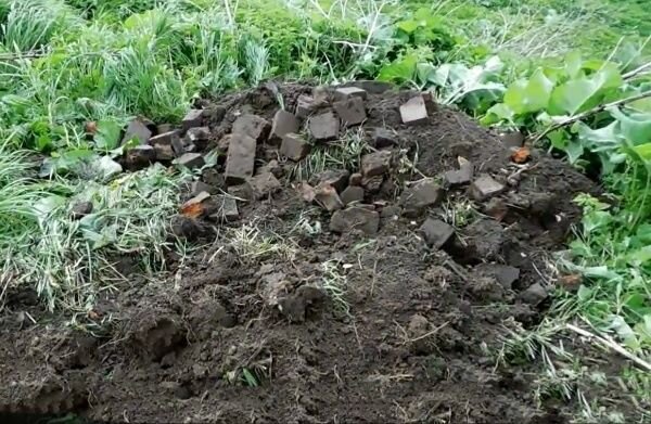 Кирпичи на фундаменте. 