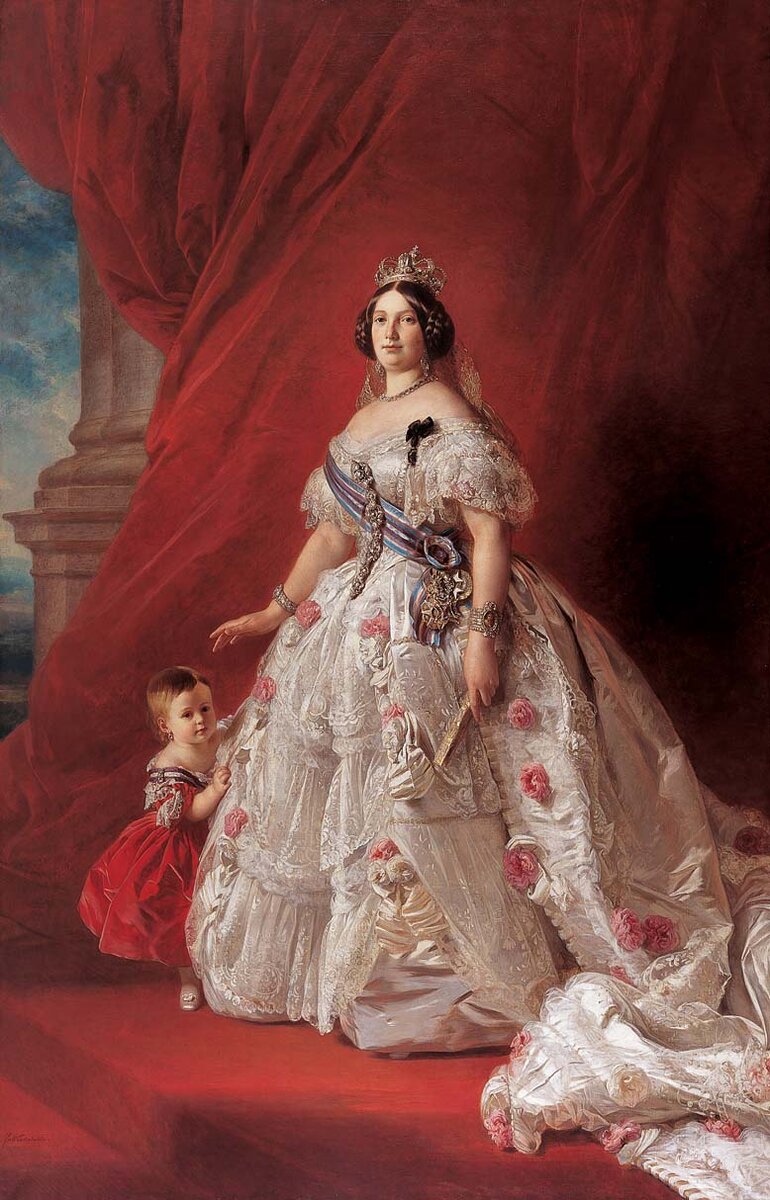 Королева Изабелла (1830-1904) со старшей дочерью.